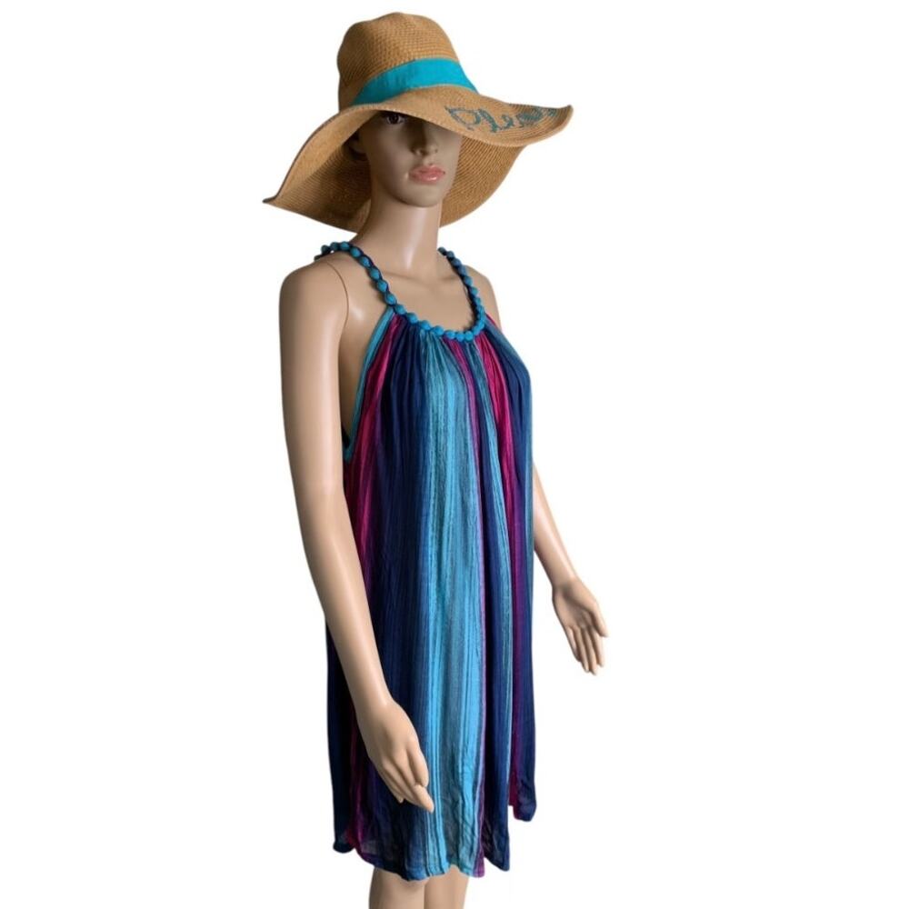 Vintage Women's One Size Midi Dress Boho Tank Summer 100% Rayon Hand Made